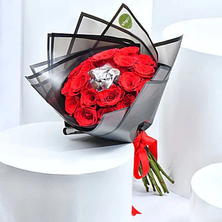 Premium Chocolates & Roses Bouquet: 