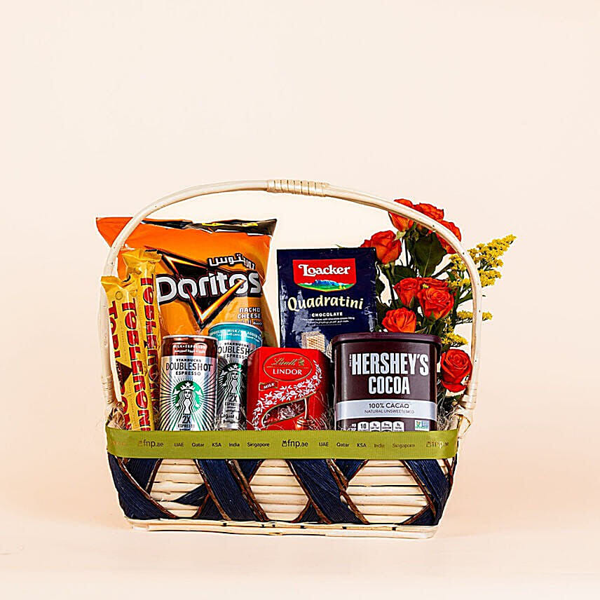 Snack & Floral Essence Gift Hamper: Send Gift Hampers To Qatar