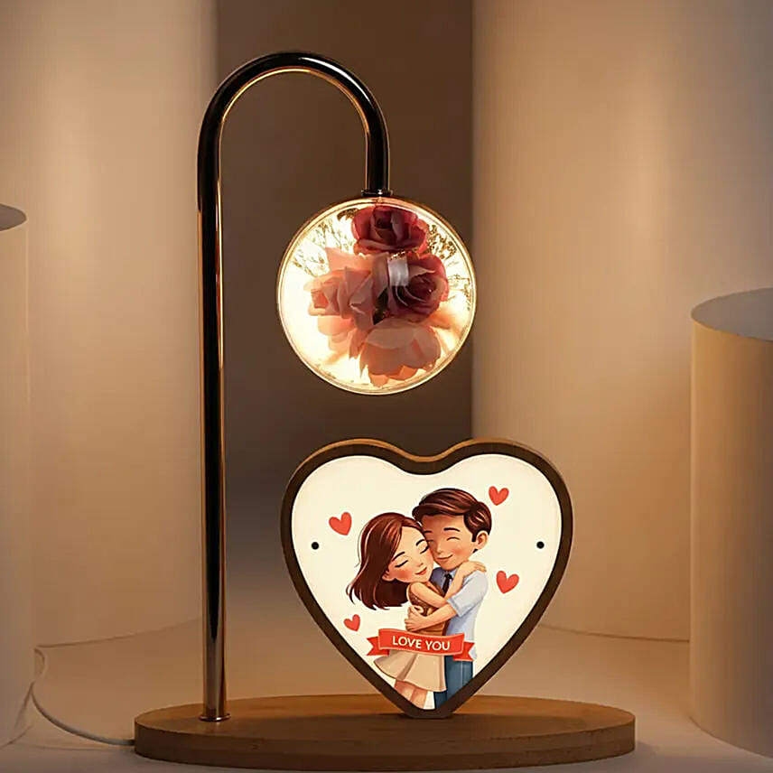Love You Floral Table Lamp: Send Valentine's Day Gifts to Qatar