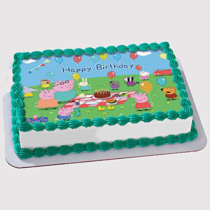 Peppa Pig Birthday Party Photo Cake: Send Chocolate Cakes To Qatar