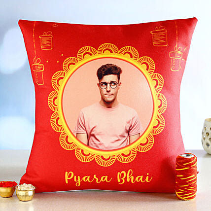 Personalized Bhai Dooj Wishes Cushion: Send Personalised Gifts To Qatar