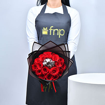 Premium Chocolates and Roses Bouquet: 