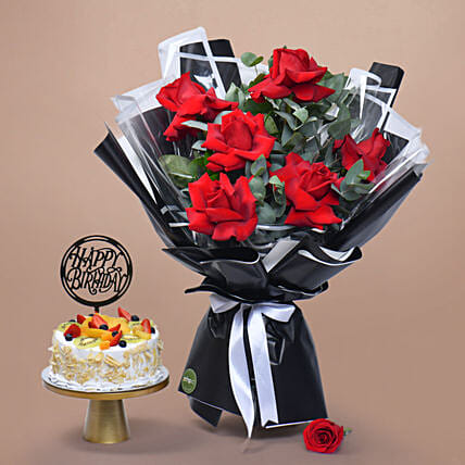 Red Rose Bliss & Cake: Send Birthday Cakes To Qatar
