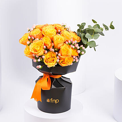 Sunset Splendor Roses: Flower Bouquet To Qatar