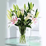5 Stems Pink Lilies Vase