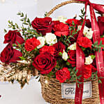 Basket Arrangement of Roses & Carnations