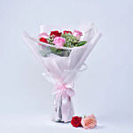 Beautiful 10 Roses Bouquet With Chocolate Cake
