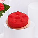 Blooming Hugs Valentines Arrangement | Chocolate Cake 500gm