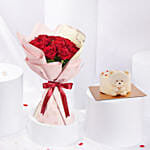 Blush Of Passion 18 Roses Bouquet | Chocolate Mono Cake 200gm