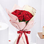 Blush Of Passion 18 Roses Bouquet | Chocolate Mono Cake 200gm