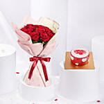 Blush Of Passion 18 Roses Bouquet | Red Velvet Mono Cake 250gm