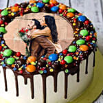 Chocolate Drip MNM Photo Cake For Anniversary