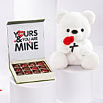 Chocolate Kissed with Love | White Teddy Bear 8.5 Inches