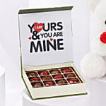 Chocolate Kissed with Love | White Teddy Bear 8.5 Inches