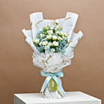 Elegance White Roses Bouquet with Cake
