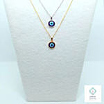Evil Eye Silver Necklace Rose Gold Color