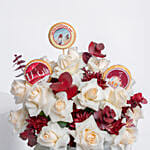 Flowers & Cookies Vase Arrangement for National Day
