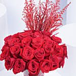 Glass Vase of Lovely Red Roses