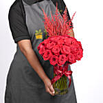 Glass Vase of Lovely Red Roses