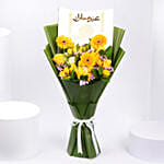 Golden Glow Gerbera Flowers Bouquet Ar | Eid Mubarak