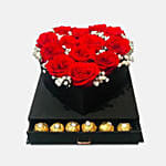 Lovely Roses & Ferrero Rocher Box Arrangement