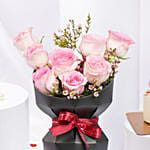 Lovers Bloom 8 Rose Bouquet | Chocolate Mono Cake 200gm