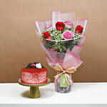 Loves Blushing Roses N Red Velvet Cake