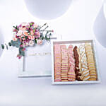 Mix Sweets Box Decorated with Flowers