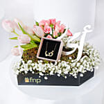 Moms Love Flowers and Necklace Hamper