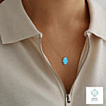 Opal Silver Necklace Rose Gold Color