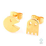 Pac Man Silver Earring Gold Color