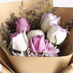 Purple & White Roses Bouquet- Standard