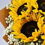 Ravishing Sunflowers Bouquet Beautifully Tied With Chocolate Cake