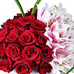 Red Roses & Pink Lilies Arrangement- Premium
