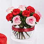 Roses & Carnation Love Arrangement | Chocolate Cake 500gm