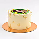 Sun Flower Photo Cake With Golden Leaves