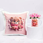 Valentine Day Cuddles Cushion n Mug Combo