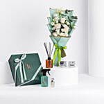 Kenooz Premium Gift Box with Elegant White Roses Bouquet