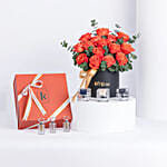 Luxurious Kenooz Gift Set with 15 Orange Roses and Fragrant