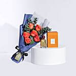 Sahara Leather 100ml Unisex Perfume Gift Set with Orange Roses by Kenooz