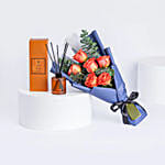 Exquisite Orange Roses Bouquet with The Opal Reed Diffuse Opal Reed Diffuser