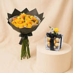 Yellow & Orange Roses Bouquet with Chocolates