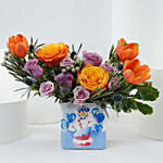 Happy Birthday Flower Square Vase