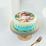 Blue Wishes Birthday Photo Cake