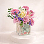 Elegant Pink & White Floral Arrangement in Vase