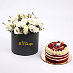 White Flowers Beauty Box with Red Velvet Cake