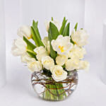 White Rose and Tulip Arrangement