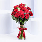 12 Fresh Red Roses Vase Arrangement