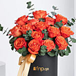15 Orange Roses Box Arrangement