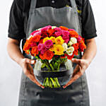 Beautiful Mix Roses in Glass Vase